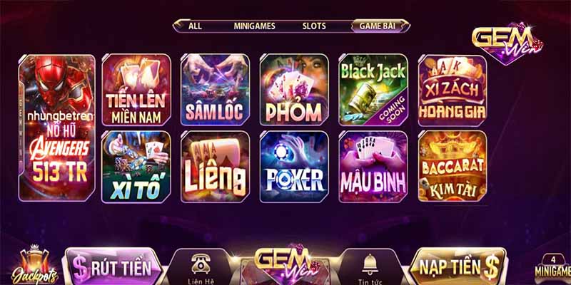 Kho Game Bài Phong Phú Chỉ Có Tại Gemwin